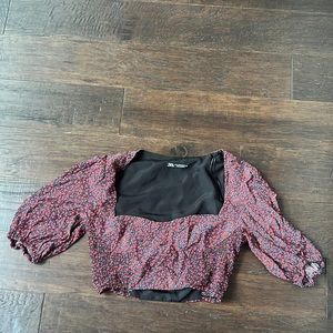 Zara red multi-floral top in size XS